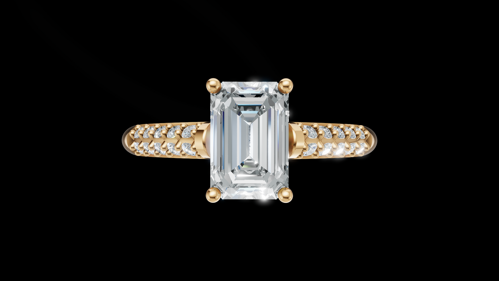 Catedral Doble Linea 1ct Emerald - Oro Amarillo - Imagen 1