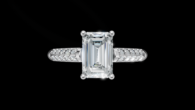 Catedral Doble Linea 1ct Emerald - Oro Blanco - Imagen 1