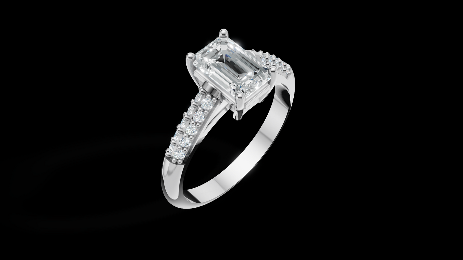 Catedral Doble Linea 1ct Emerald - Oro Blanco - Imagen 3