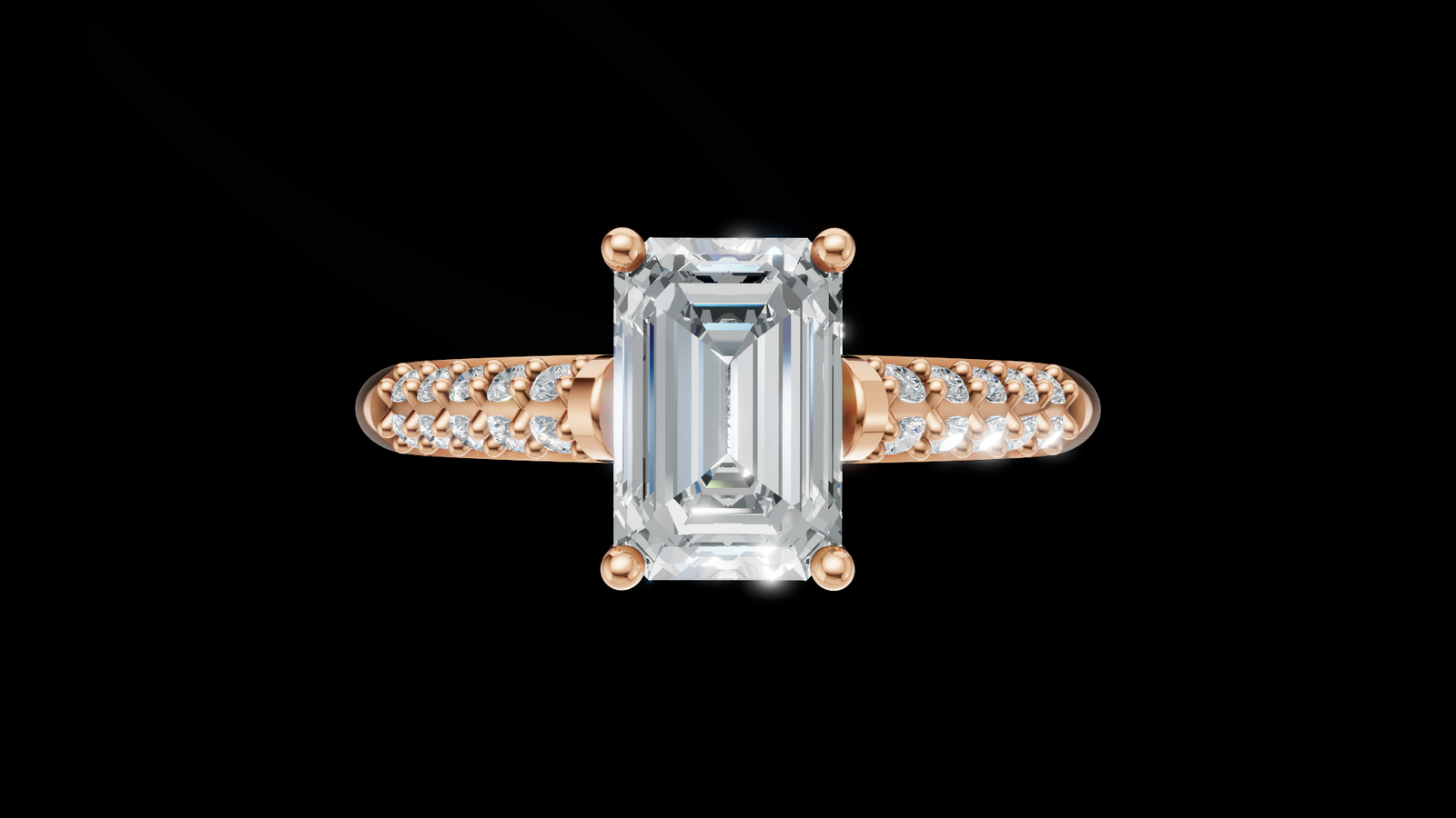 Catedral Doble Linea 1ct Emerald - Oro Rosa - Imagen 1