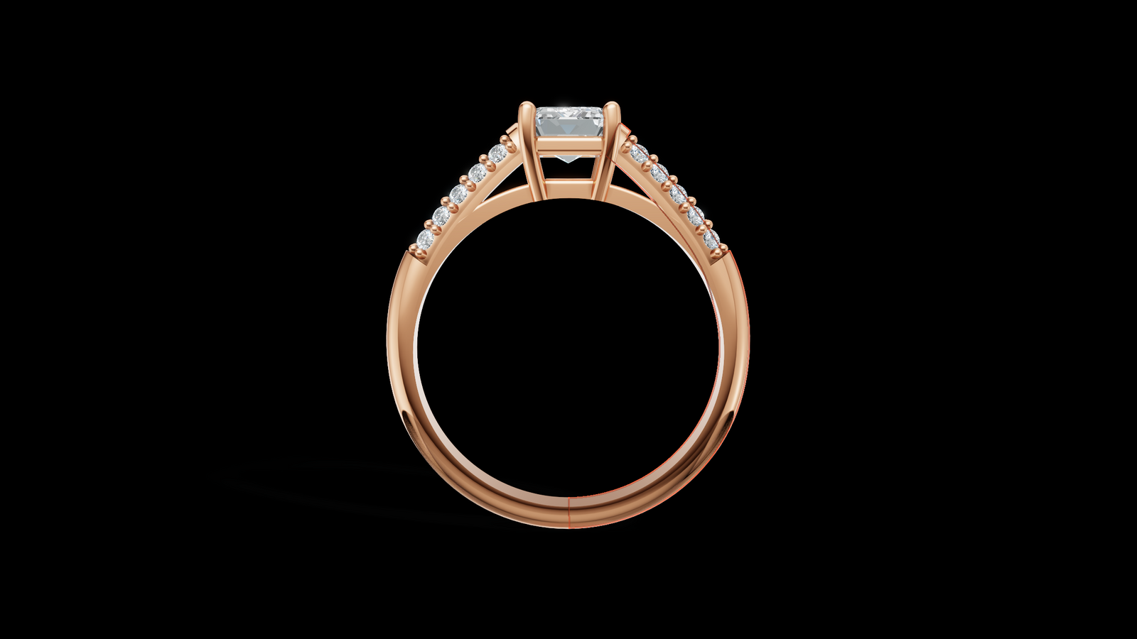 Catedral Doble Linea 1ct Emerald - Oro Rosa - Imagen 2