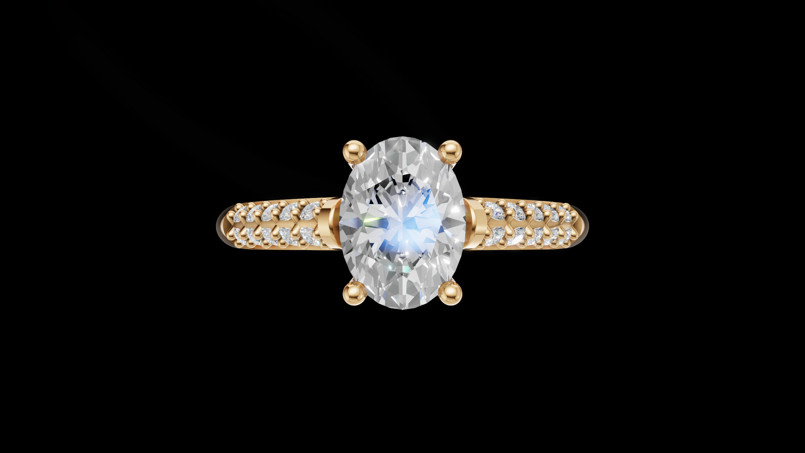 Catedral Doble Linea 1ct Oval - Oro Amarillo - Imagen 1