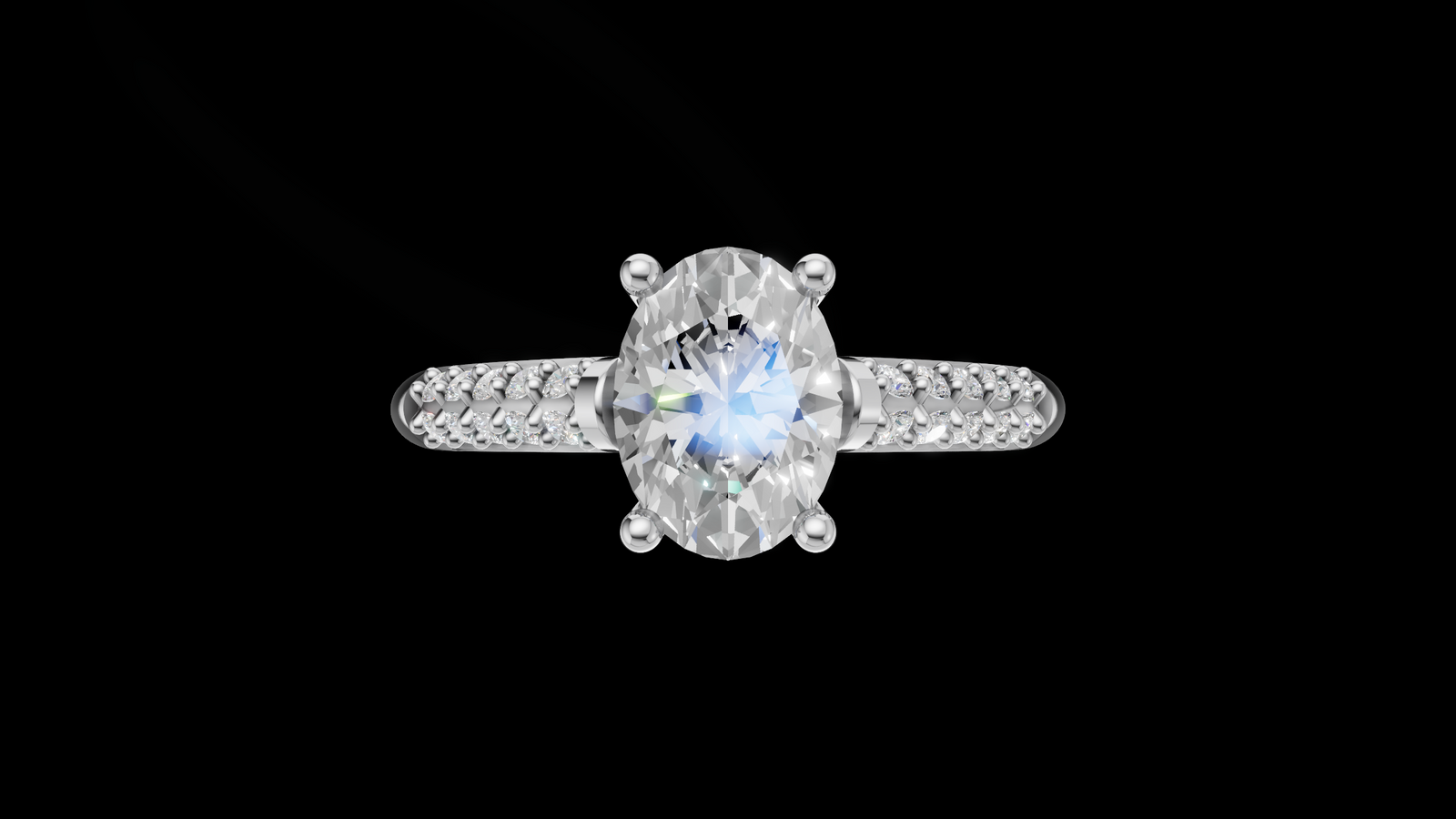 Catedral Doble Linea 1ct Oval - Oro Blanco - Imagen 1