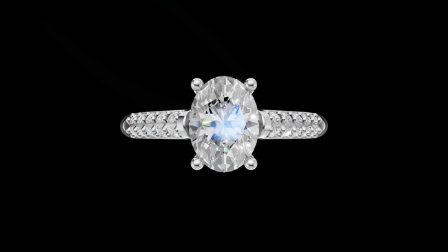 Catedral Doble Linea 1ct Oval - Oro Blanco - Imagen 1