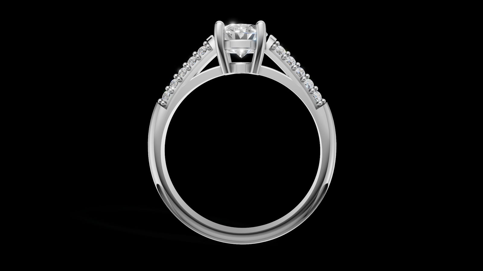 Catedral Doble Linea 1ct Oval - Oro Blanco - Imagen 2