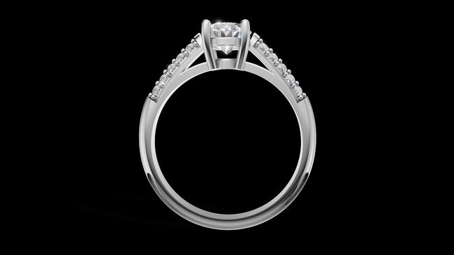 Catedral Doble Linea 1ct Oval - Oro Blanco - Imagen 2