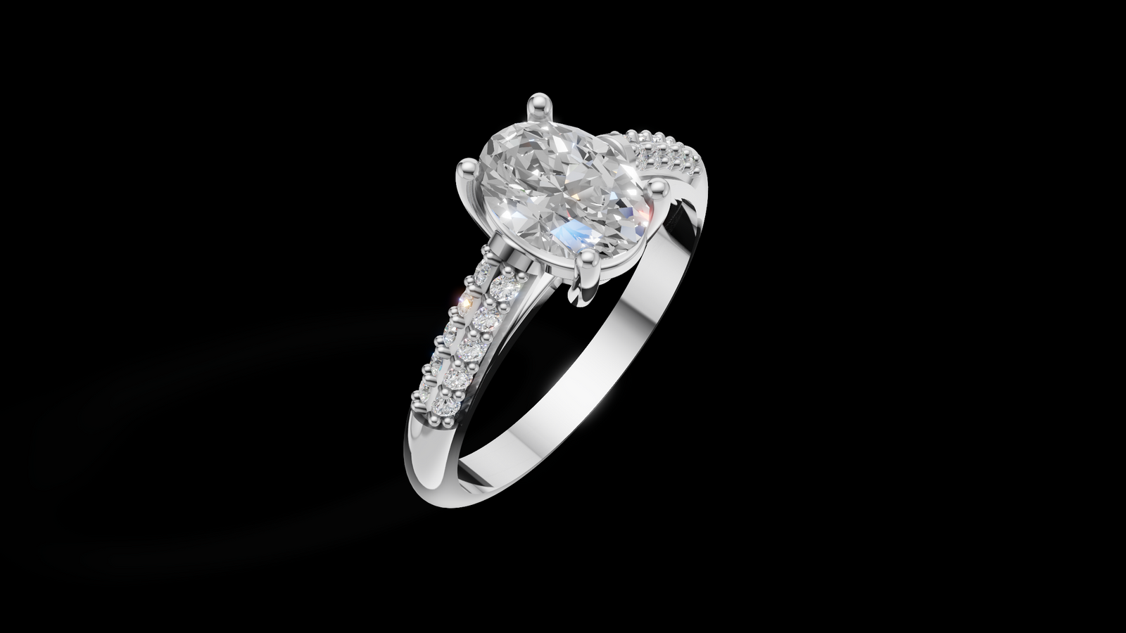 Catedral Doble Linea 1ct Oval - Oro Blanco - Imagen 3