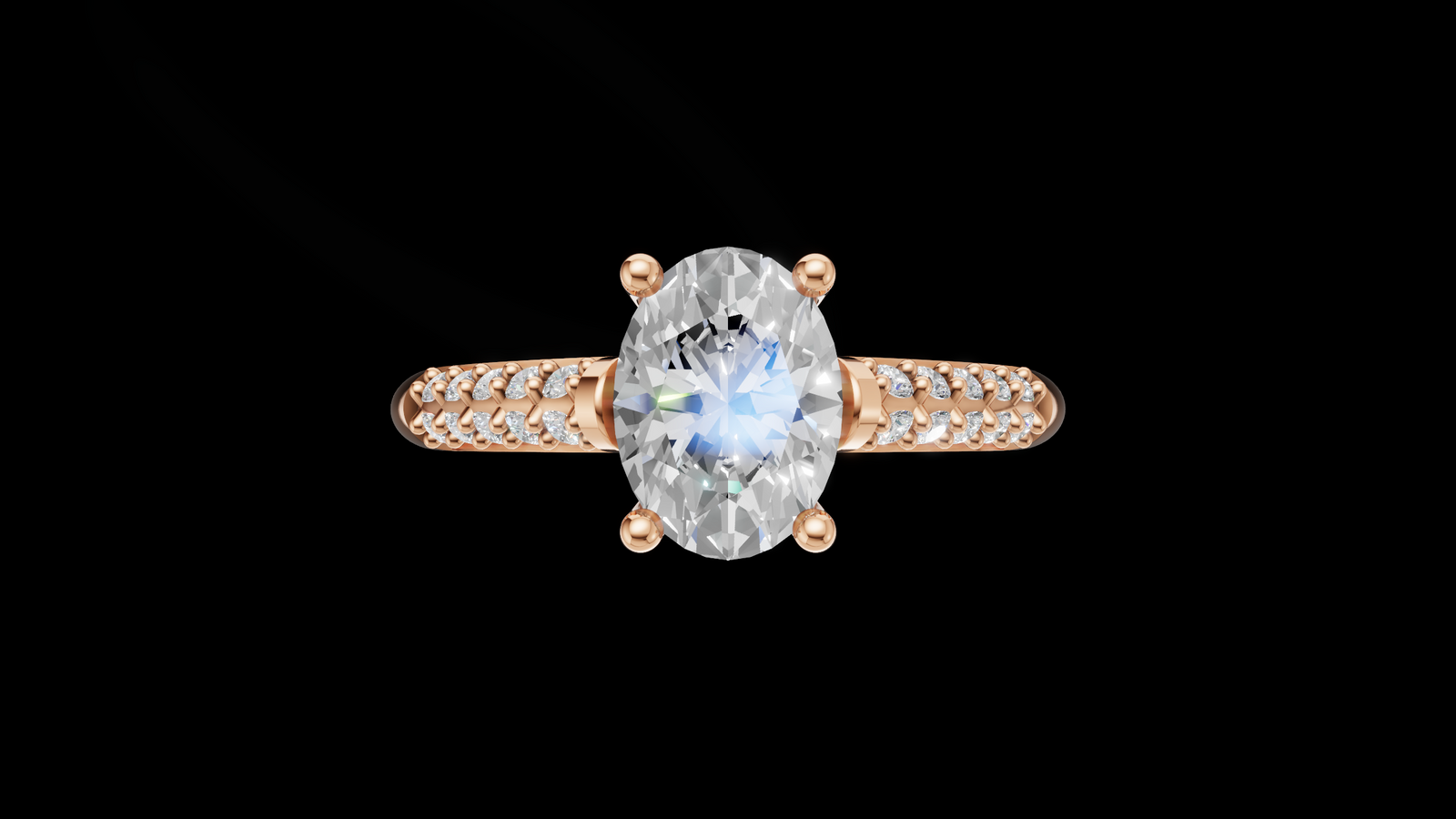 Catedral Doble Linea 1ct Oval - Oro Rosa - Imagen 1