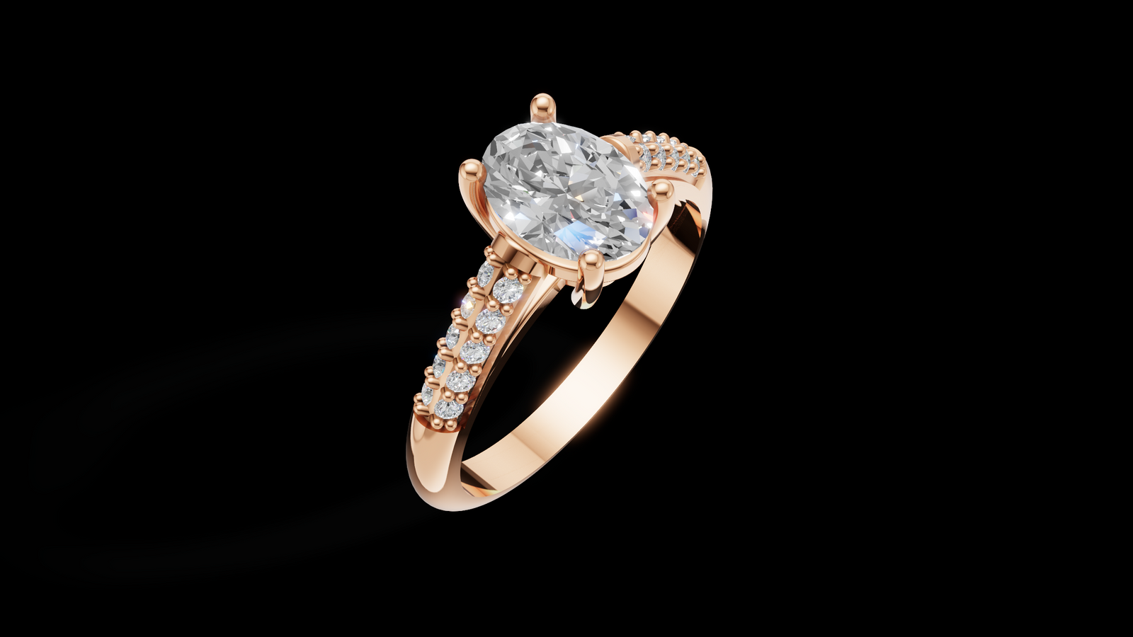 Catedral Doble Linea 1ct Oval - Oro Rosa - Imagen 3
