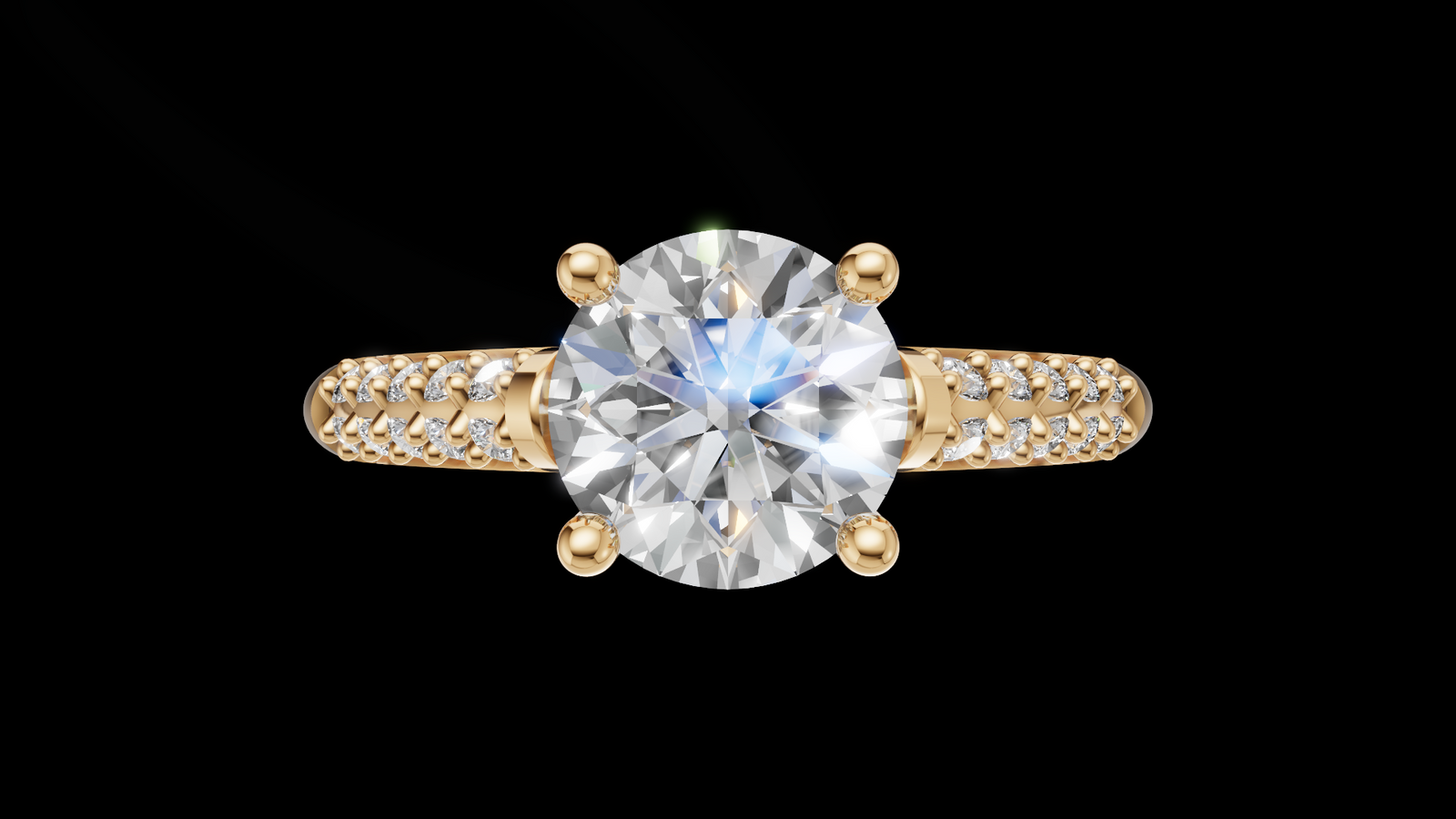 Catedral Doble Linea 1ct Round - Oro Amarillo - Imagen 1