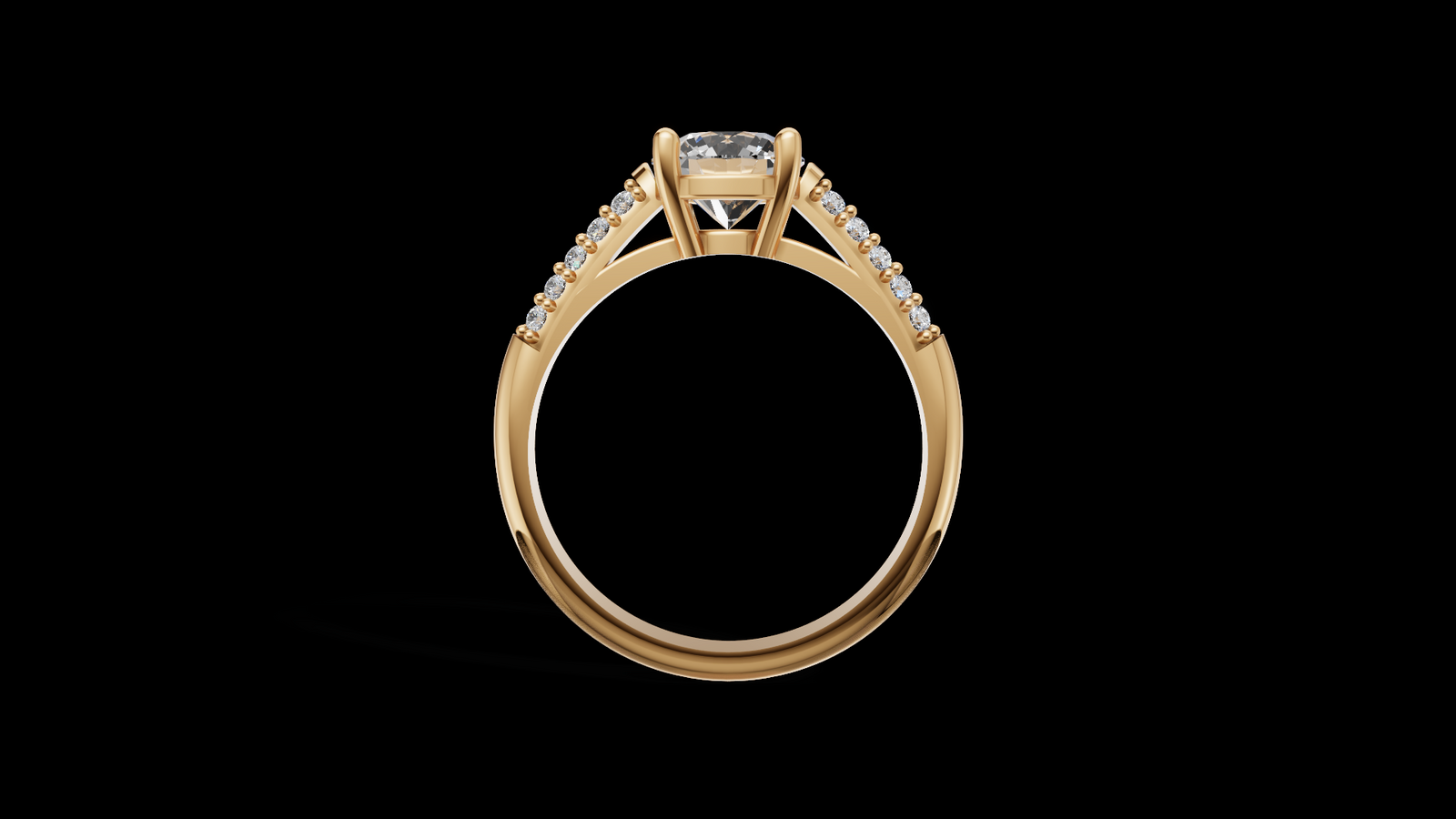 Catedral Doble Linea 1ct Round - Oro Amarillo - Imagen 2