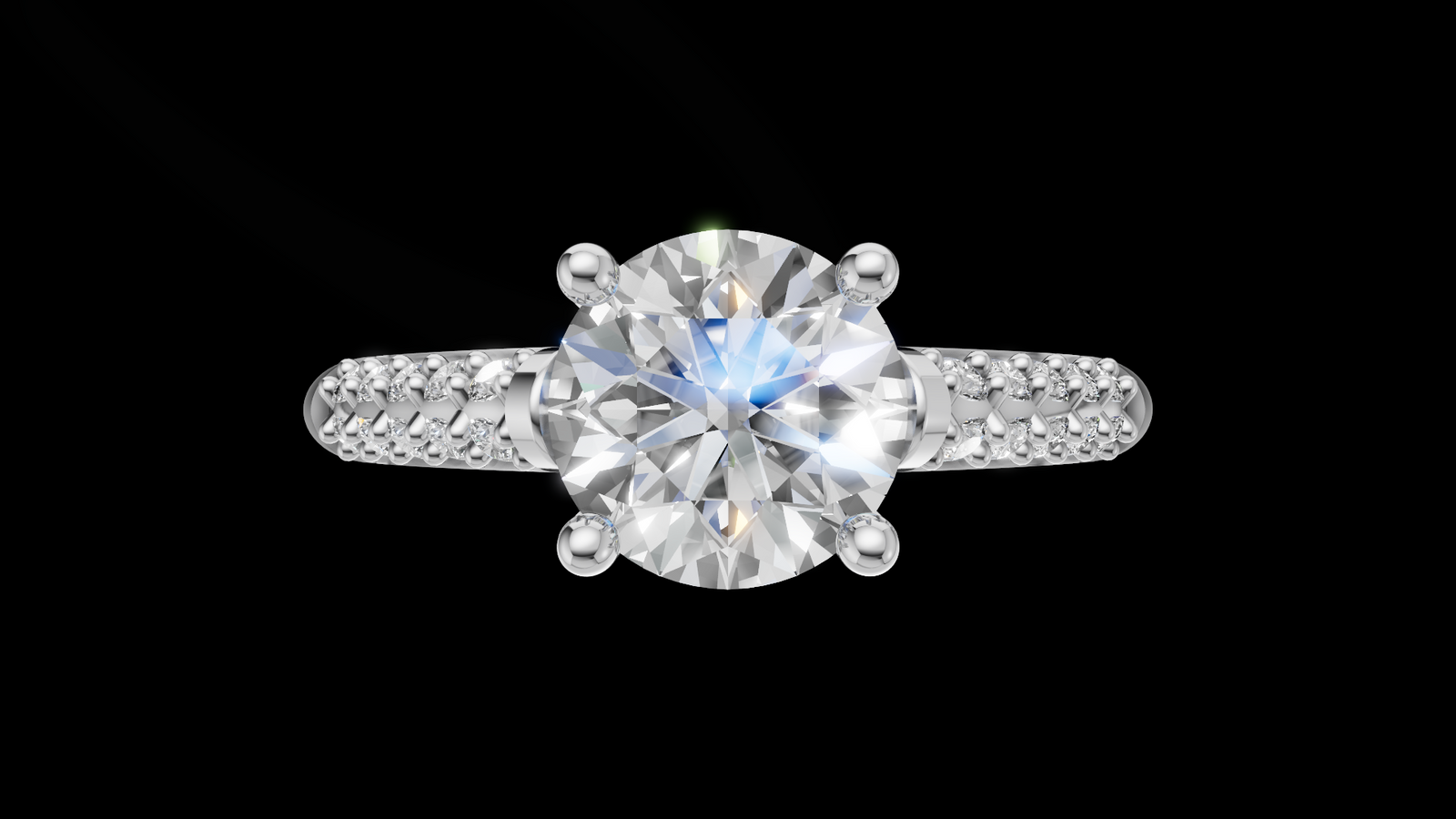 Catedral Doble Linea 1ct Round - Oro Blanco - Imagen 1