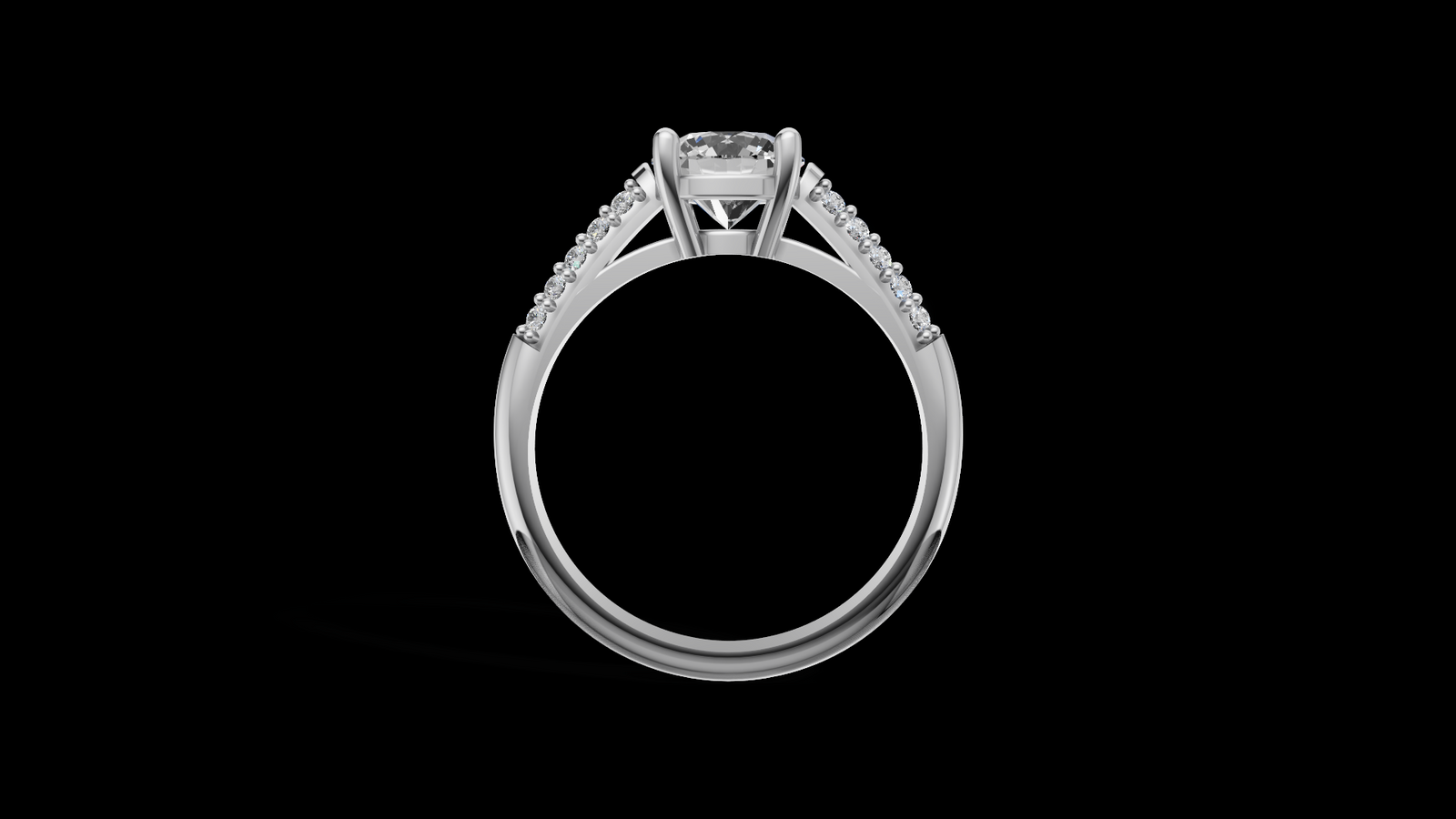 Catedral Doble Linea 1ct Round - Oro Blanco - Imagen 2