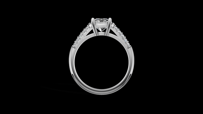 Catedral Doble Linea 1ct Round - Oro Blanco - Imagen 2