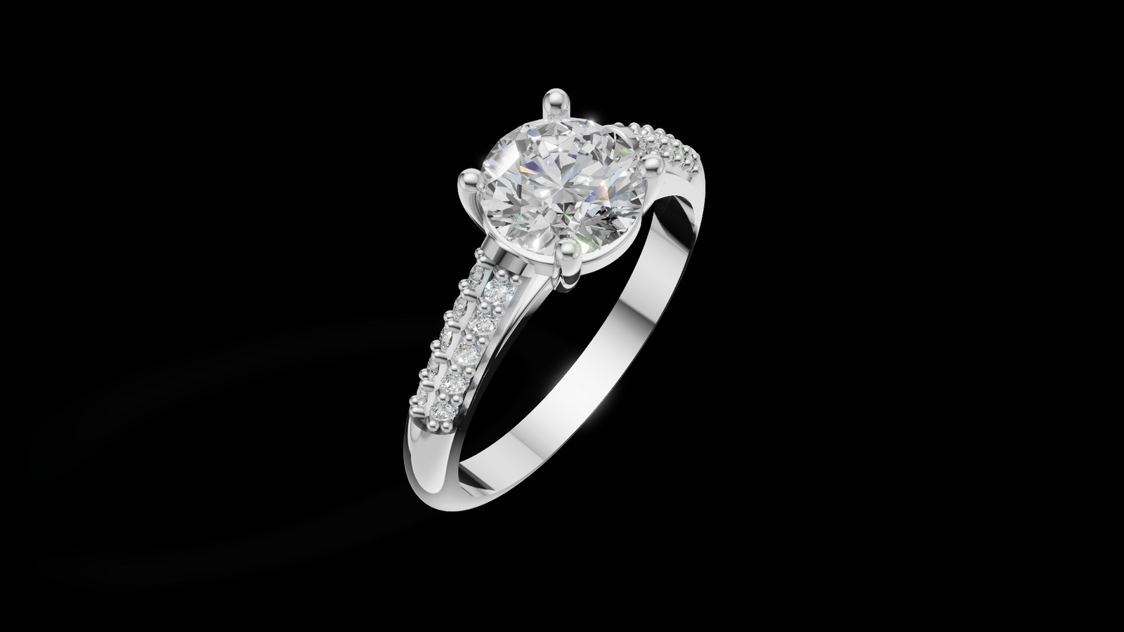 Catedral Doble Linea 1ct Round - Oro Blanco - Imagen 3
