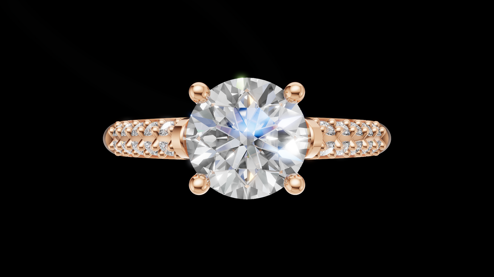 Catedral Doble Linea 1ct Round - Oro Rosa - Imagen 1