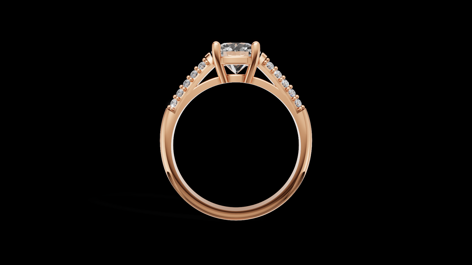 Catedral Doble Linea 1ct Round - Oro Rosa - Imagen 2