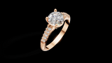 Catedral Doble Linea 1ct Round - Oro Rosa - Imagen 3