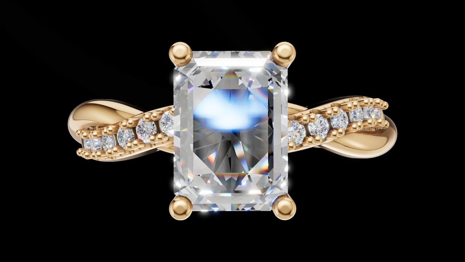 Twist Set 1ct Emerald - Oro Amarillo - Imagen 1