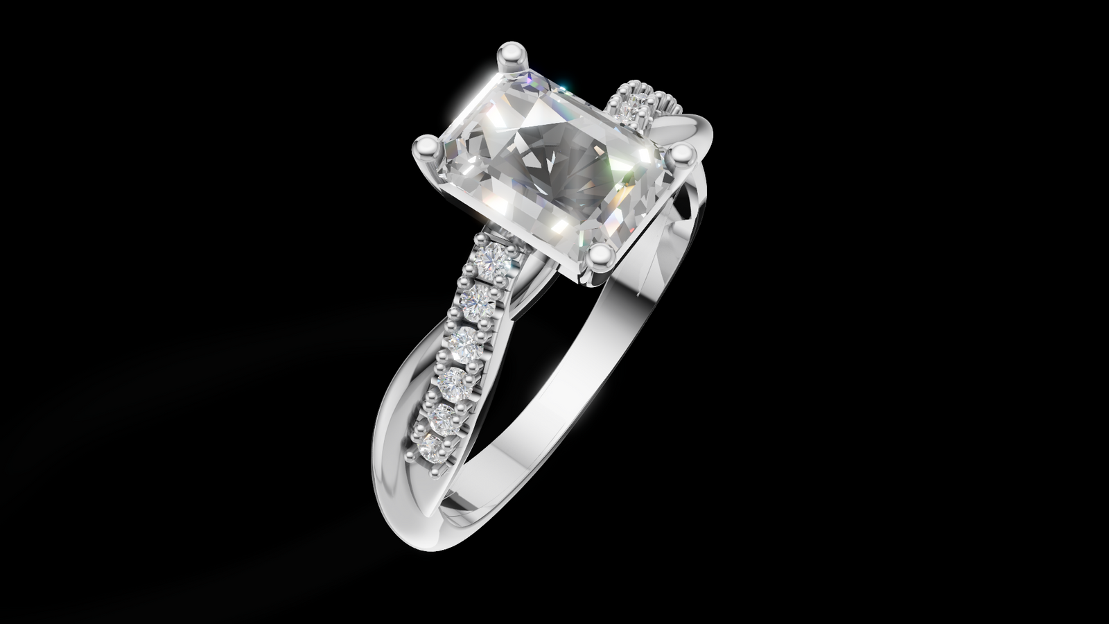 Twist Set 1ct Emerald - Oro Blanco - Imagen 3