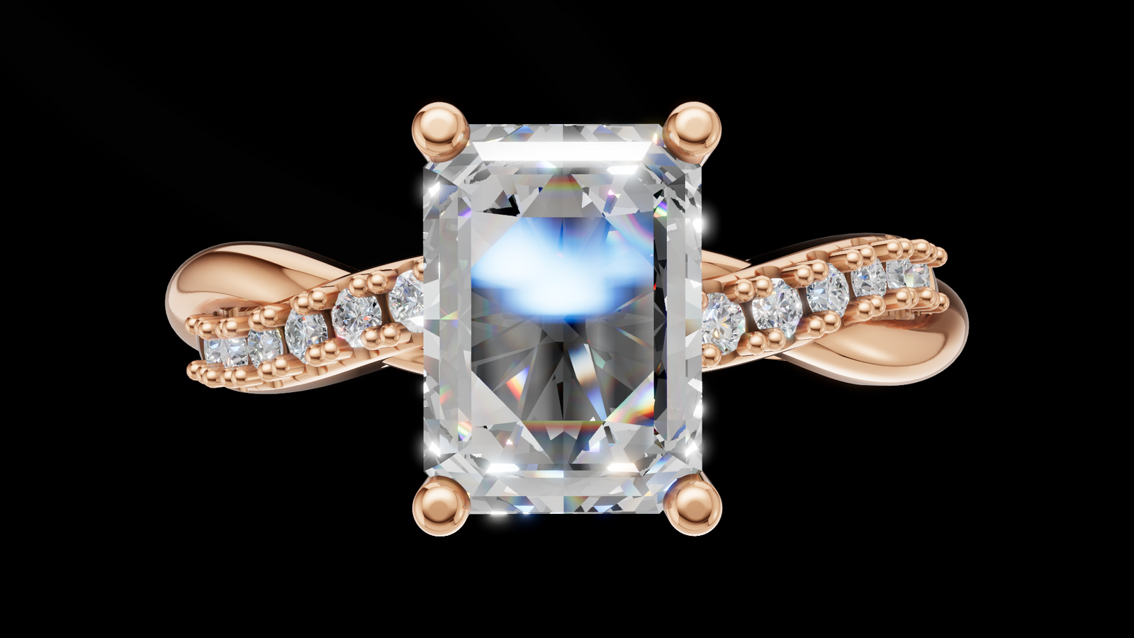 Twist Set 1ct Emerald - Oro Rosa - Imagen 1