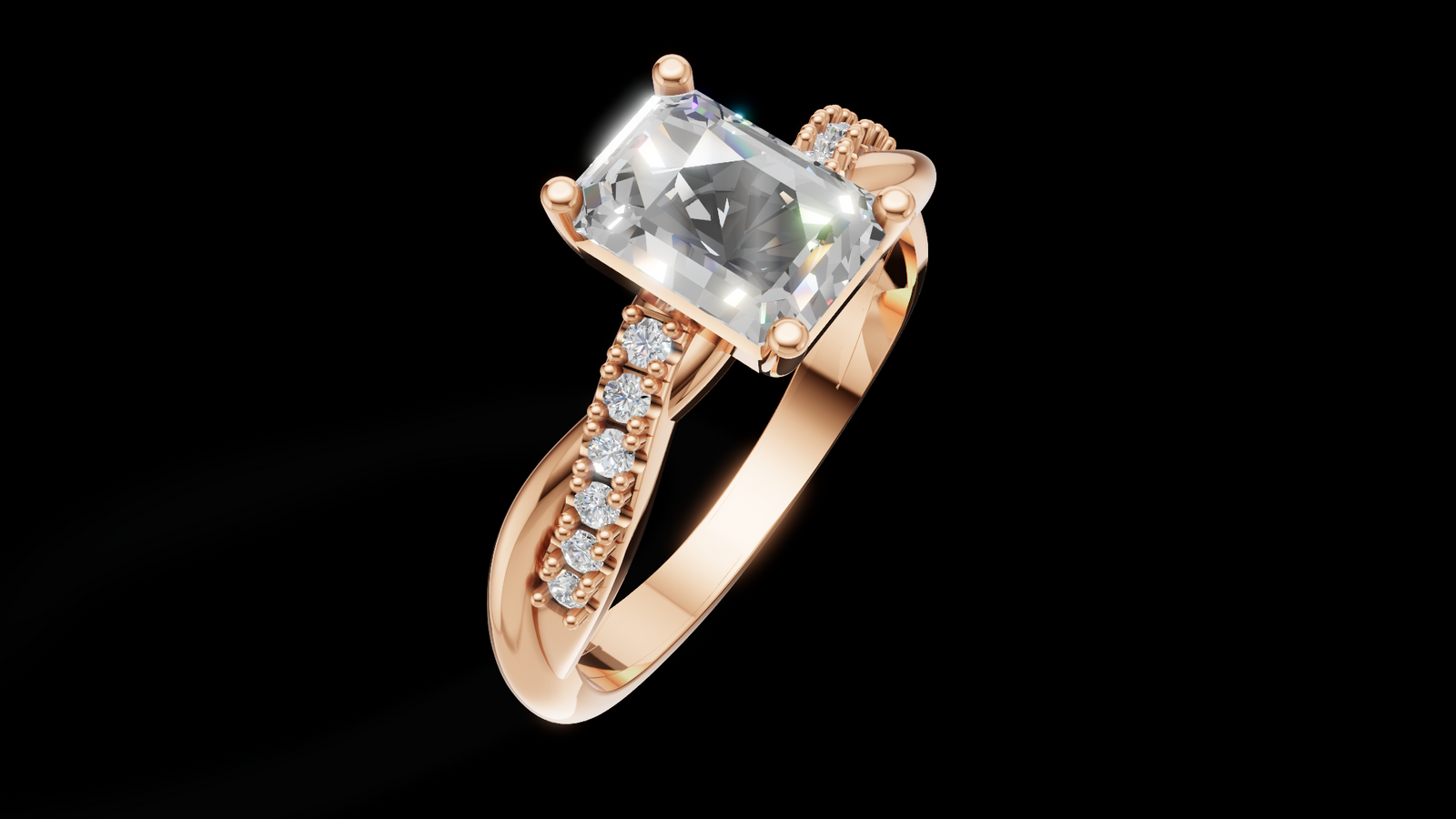 Twist Set 1ct Emerald - Oro Rosa - Imagen 3
