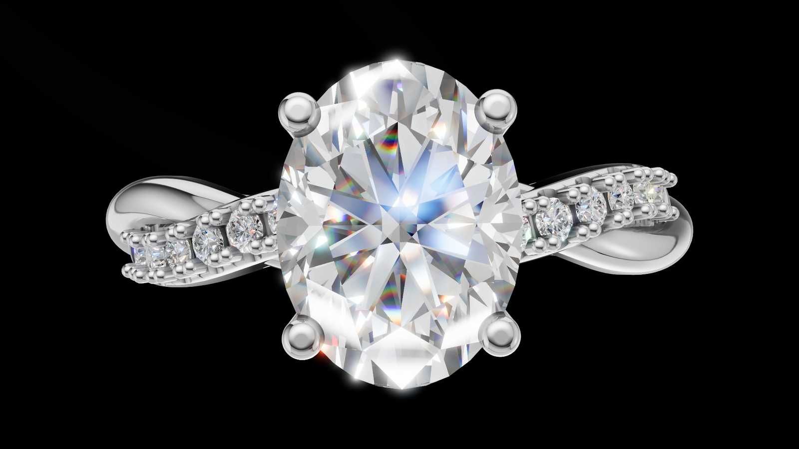 Twist Set 1ct Oval - Oro Blanco - Imagen 1