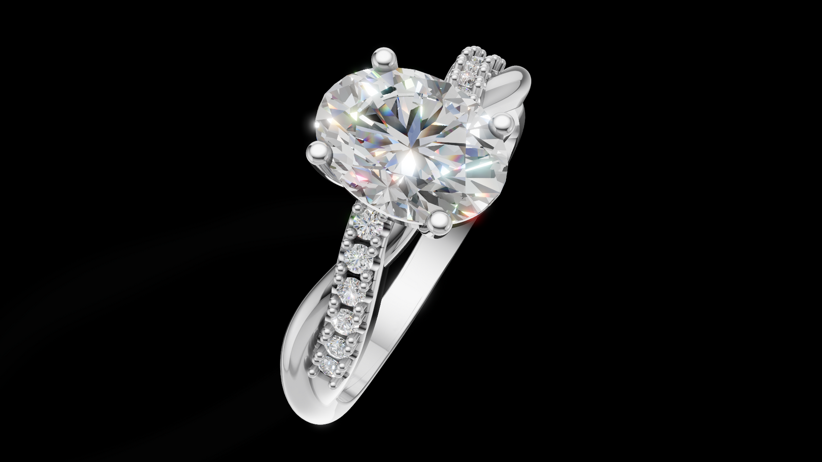 Twist Set 1ct Oval - Oro Blanco - Imagen 3