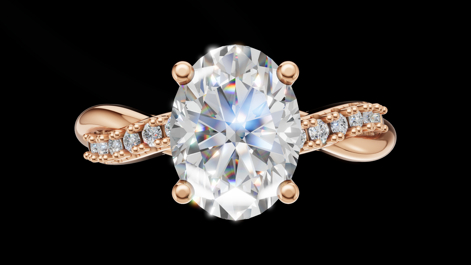 Twist Set 1ct Oval - Oro Rosa - Imagen 1