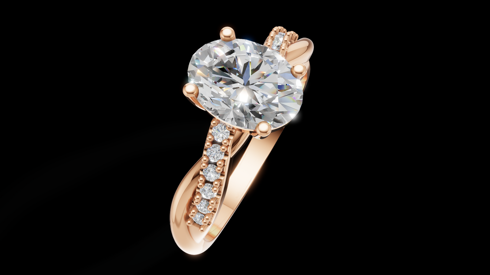 Twist Set 1ct Oval - Oro Rosa - Imagen 3