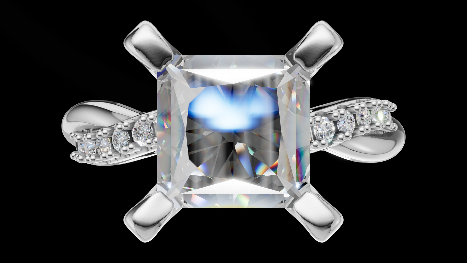 Twist Set 1ct Princess - Oro Blanco - Imagen 1