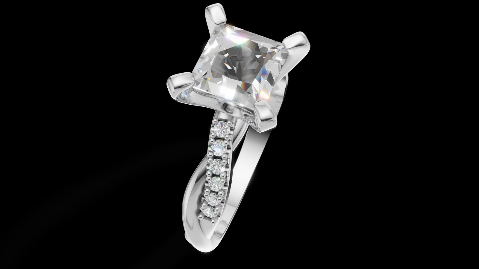 Twist Set 1ct Princess - Oro Blanco - Imagen 3