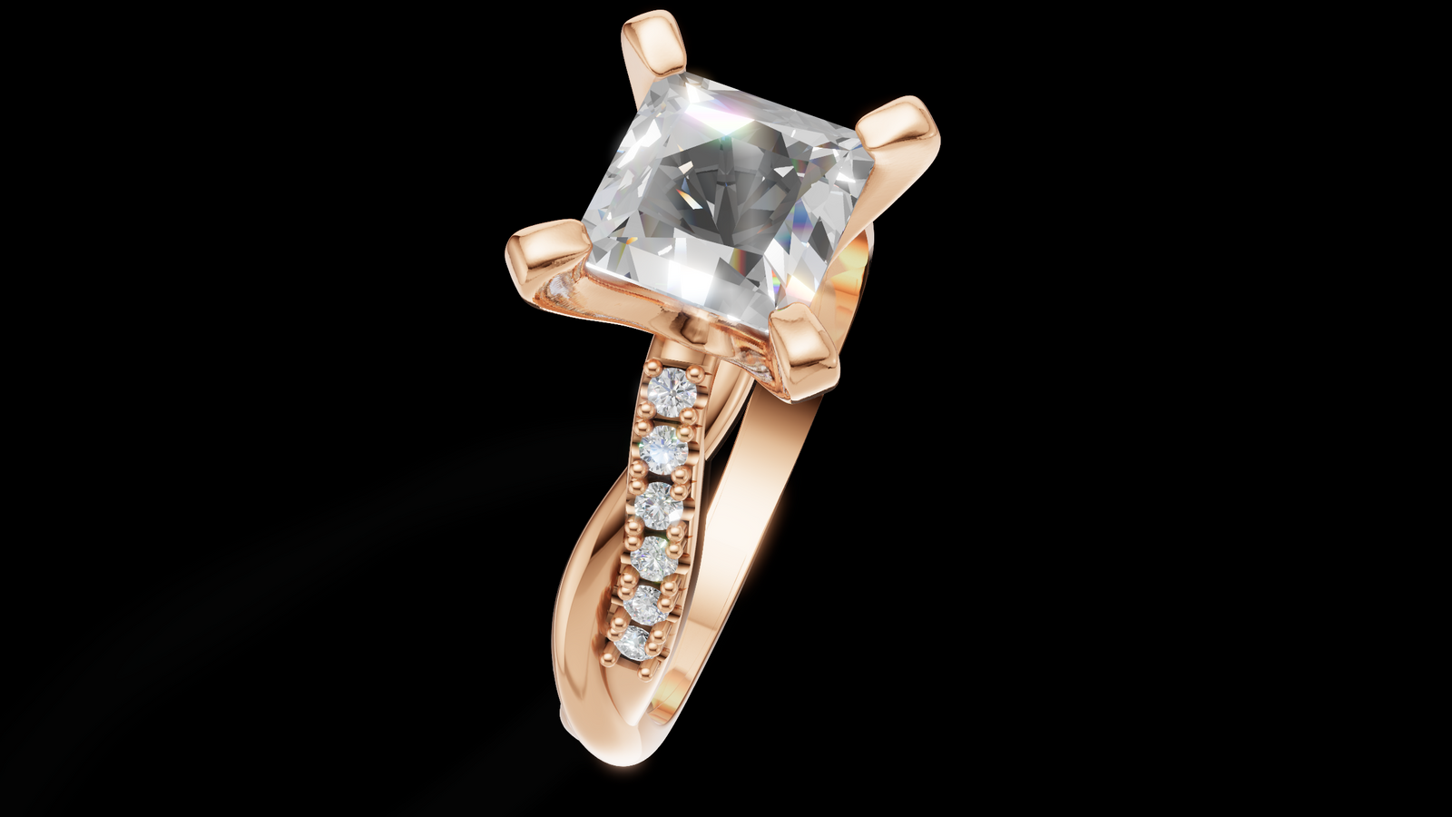 Twist Set 1ct Princess - Oro Rosa - Imagen 3