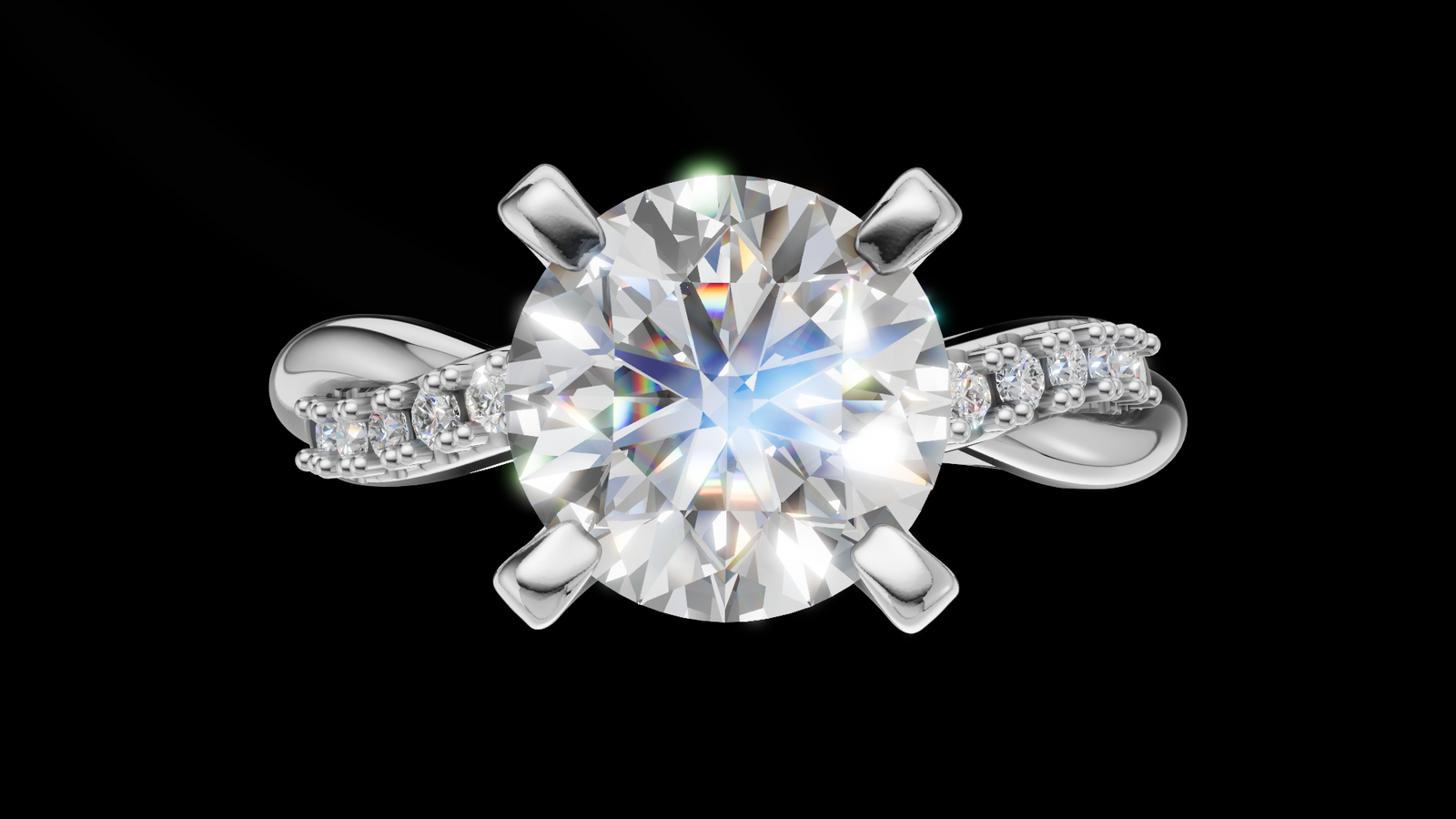 Twist Set 1ct Round - Oro Blanco - Imagen 1