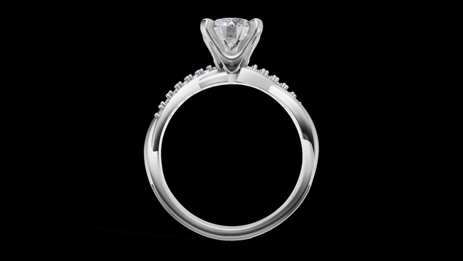 Twist Set 1ct Round - Oro Blanco - Imagen 2