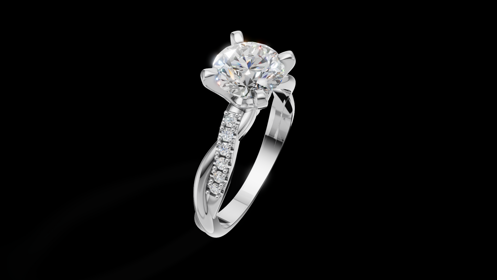 Twist Set 1ct Round - Oro Blanco - Imagen 3