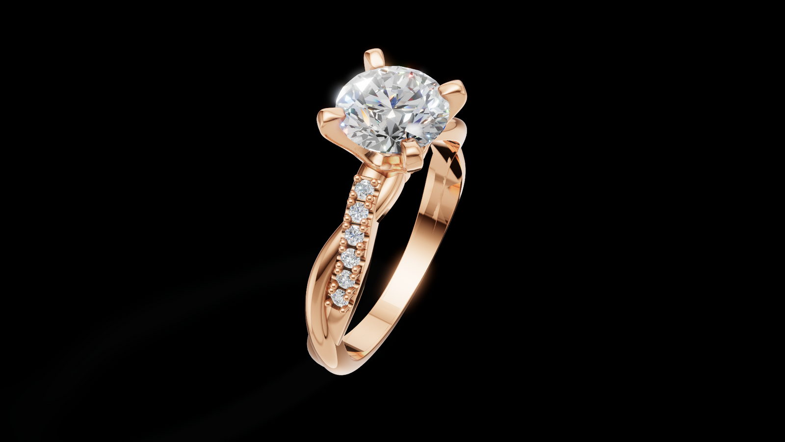Twist Set 1ct Round - Oro Rosa - Imagen 3