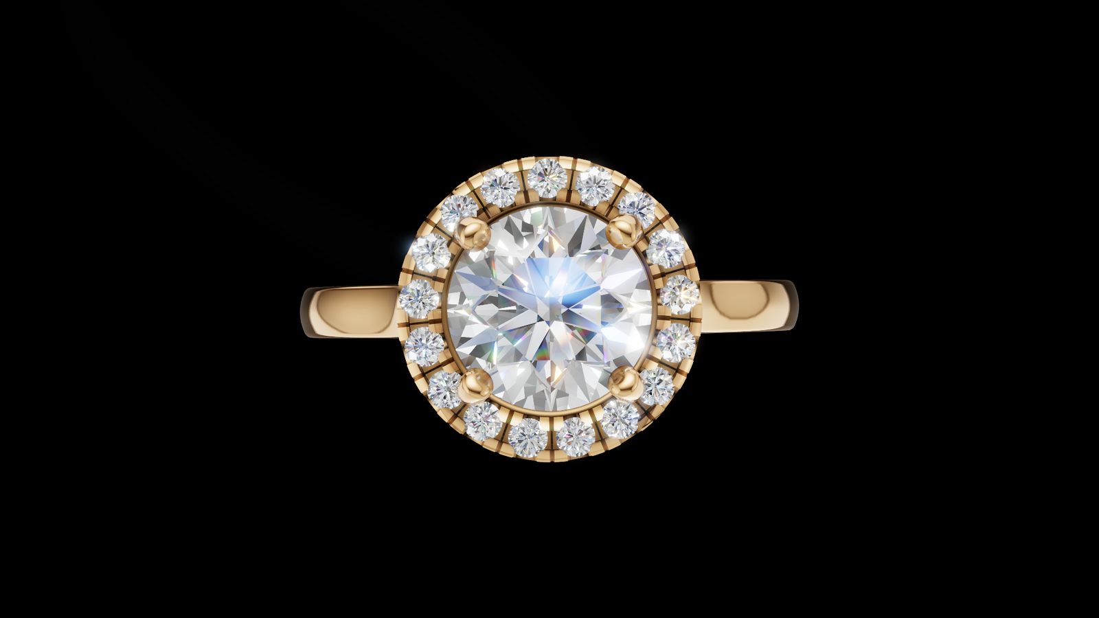 Halo Catedral 1.00ct Oval Round - Oro Amarillo - Imagen 1