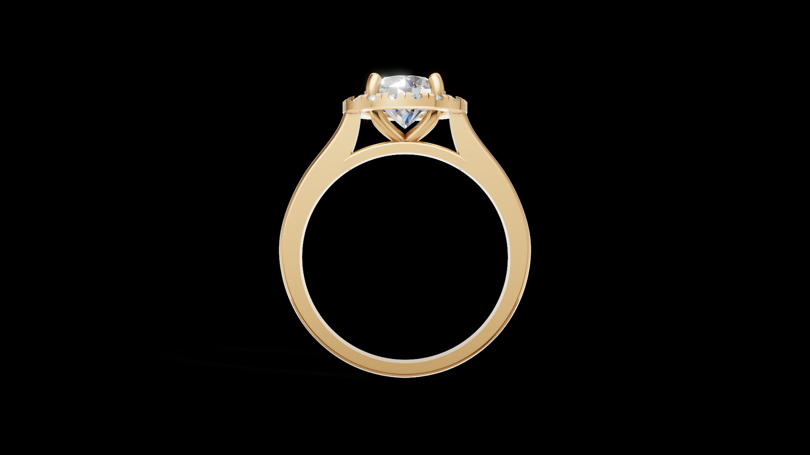 Halo Catedral 1.00ct Oval Round - Oro Amarillo - Imagen 2