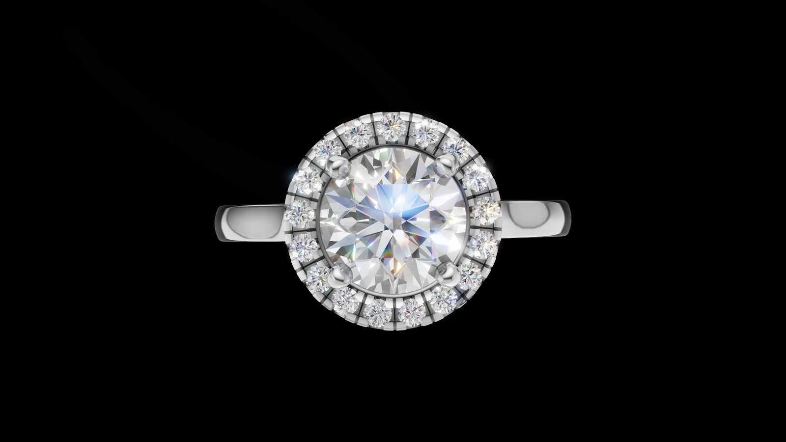 Halo Catedral 1.00ct Oval Round - Oro Blanco - Imagen 1