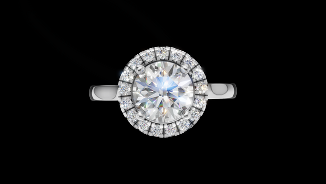 Halo Catedral 1.00ct Oval Round - Oro Blanco - Imagen 1