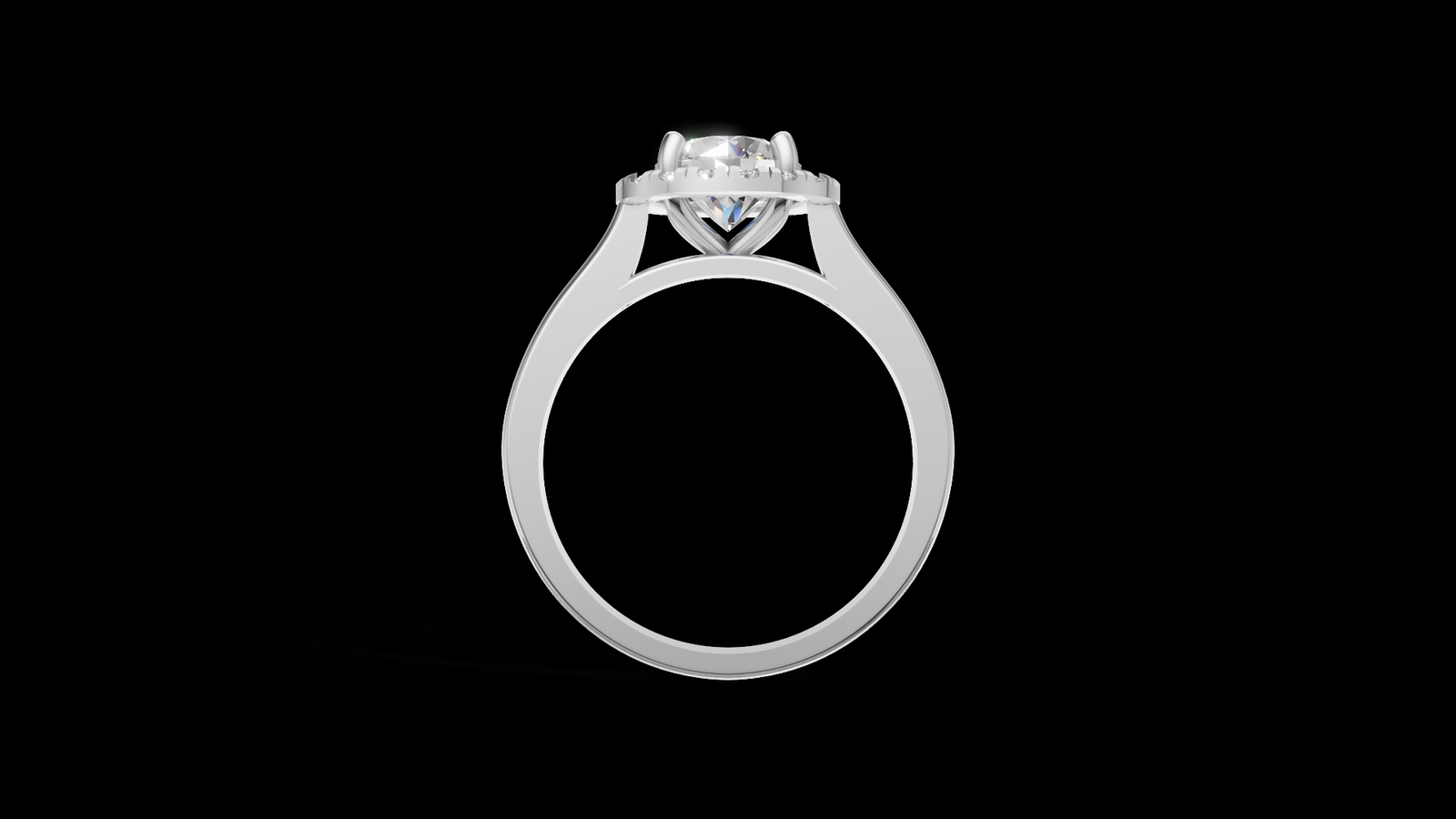Halo Catedral 1.00ct Oval Round - Oro Blanco - Imagen 2