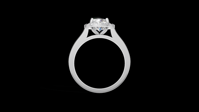 Halo Catedral 1.00ct Oval Round - Oro Blanco - Imagen 2