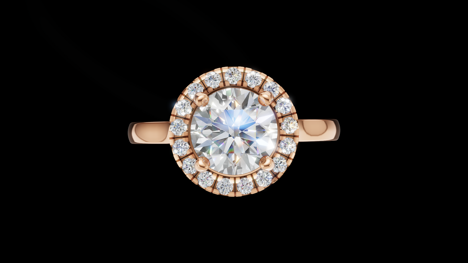 Halo Catedral 1.00ct Oval Round - Oro Rosa - Imagen 1