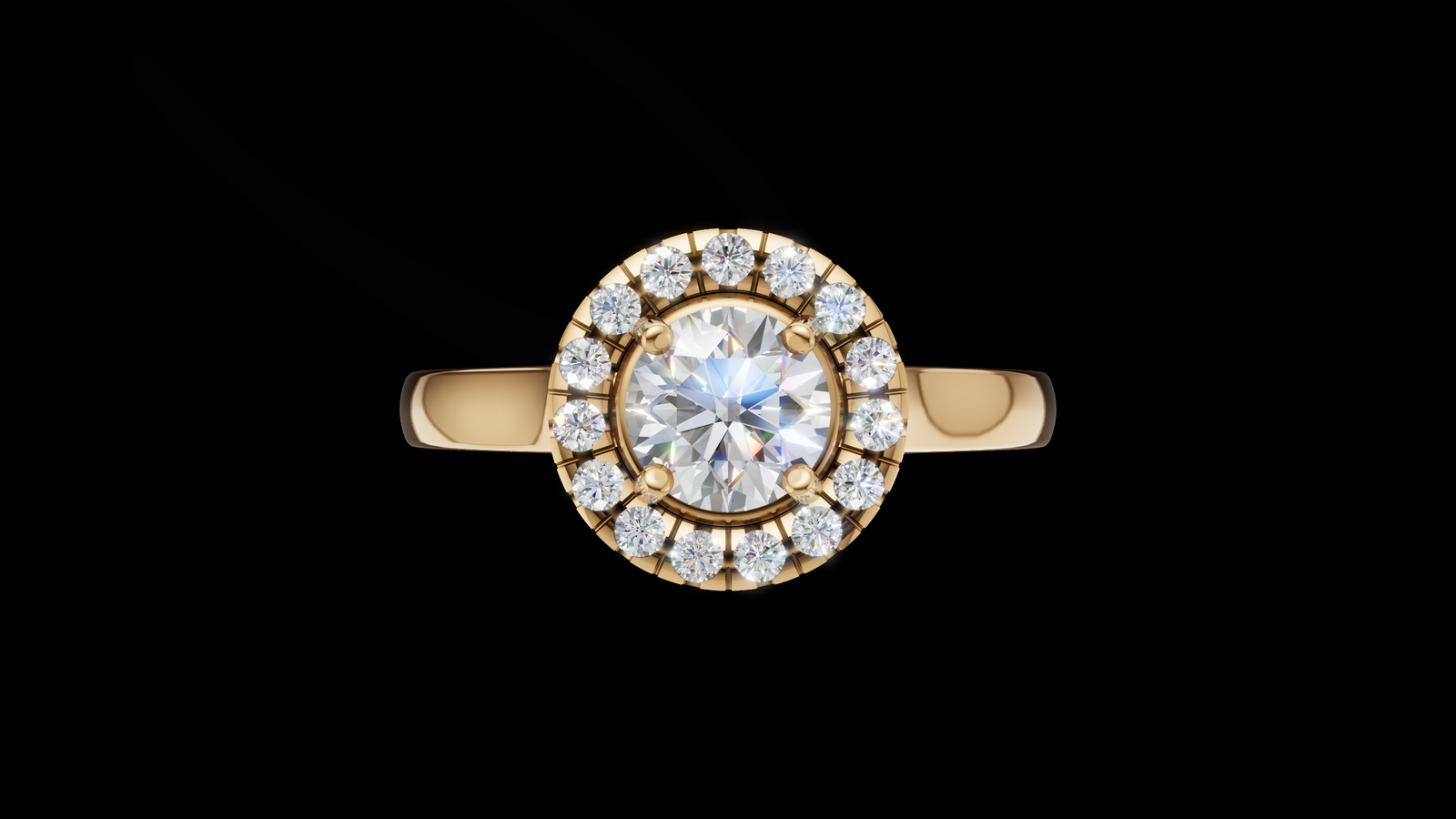 Halo Catedral 0.50ct Oval Round - Oro Amarillo - Imagen 1