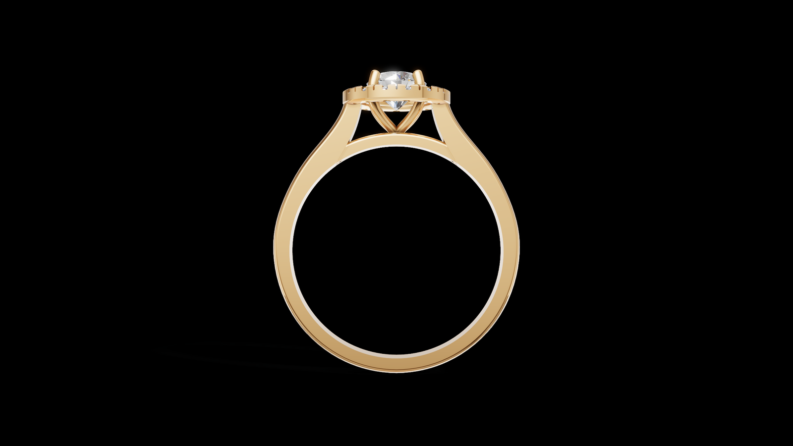 Halo Catedral 0.50ct Oval Round - Oro Amarillo - Imagen 2