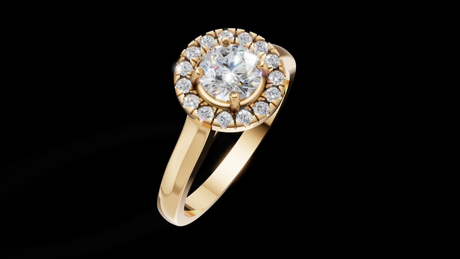 Halo Catedral 0.50ct Oval Round - Oro Amarillo - Imagen 3
