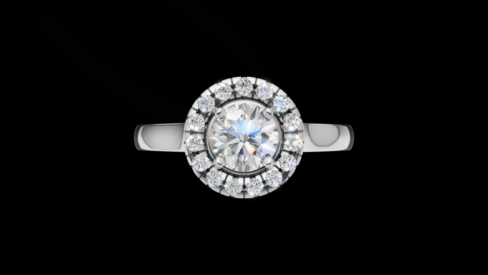 Halo Catedral 0.50ct Oval Round - Oro Blanco - Imagen 1