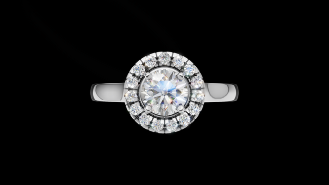 Halo Catedral 0.50ct Oval Round - Oro Blanco - Imagen 1