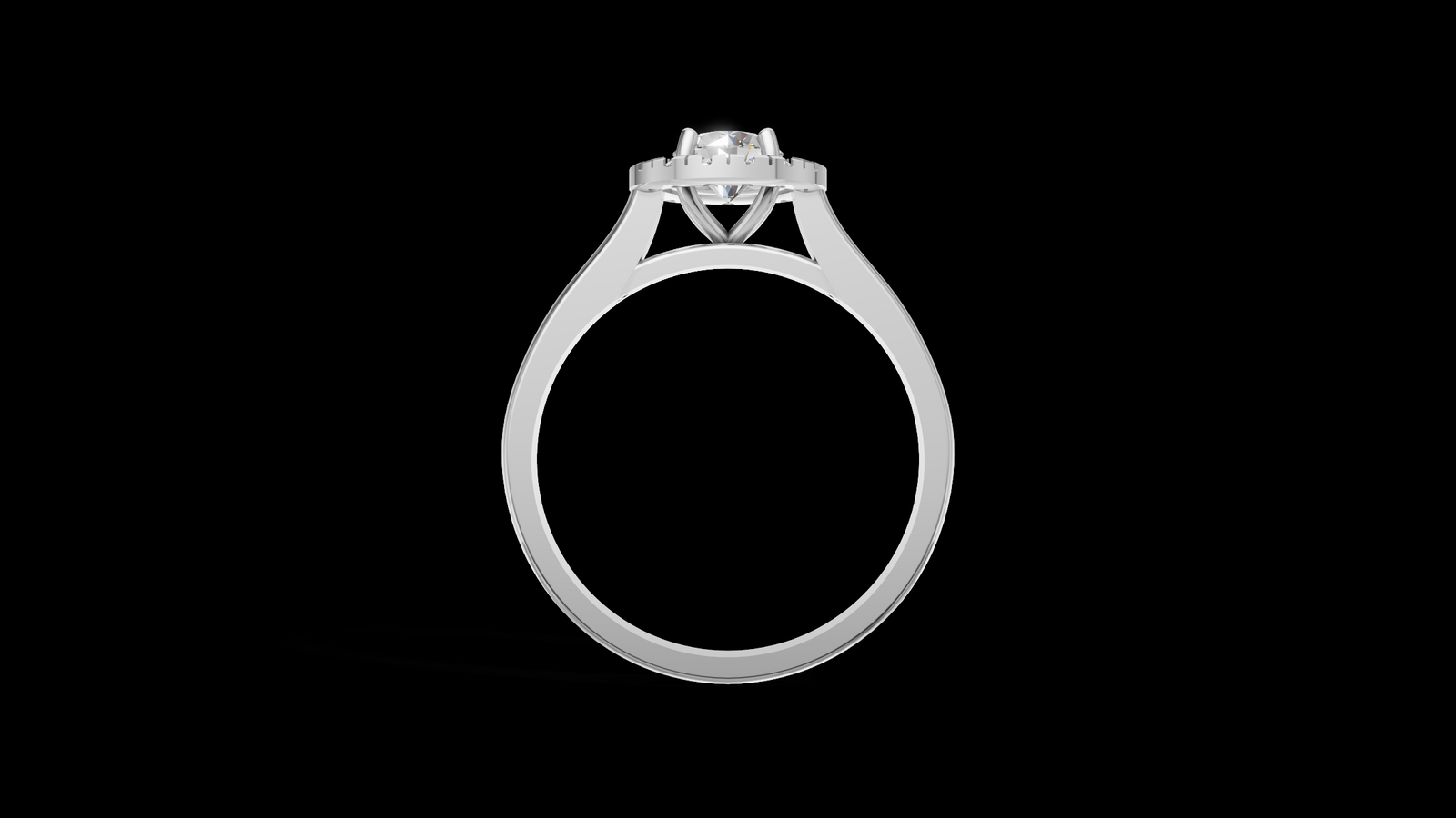 Halo Catedral 0.50ct Oval Round - Oro Blanco - Imagen 2